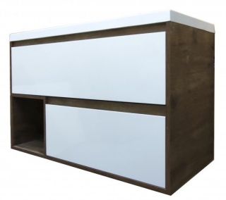 Подвесная тумба под раковину Эстет Monaco Wood ФР-00010676 100см два ящика белый/дуб рустикальный