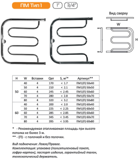Водяной полотенцесушитель Тругор ПМ1 с полкой 50x50см хром ПМ1/5050П