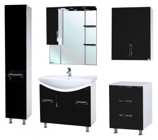 Зеркало-шкаф с подсветкой Bellezza Лагуна 85см левый чёрный 00000001124