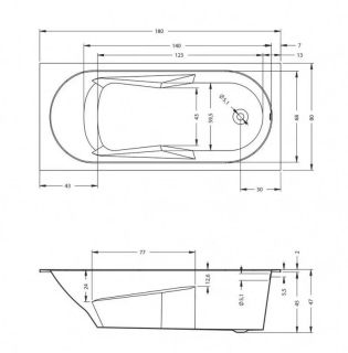 Акриловая ванна Riho Lazy B082001005 R 180х80см белый