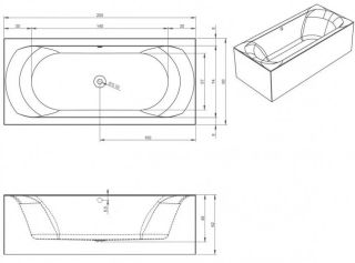 Акриловая ванна Riho Linares Plug and Play B144011005 R 200х90см белый
