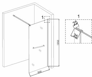 Душевая перегородка Niagara NG-681-90BLACK 90см чёрный/прозрачное