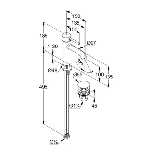 Смеситель для раковины Kludi Bozz 38288N076 брашированное золото
