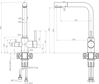 Смеситель для кухни GranFest 3611 песочный
