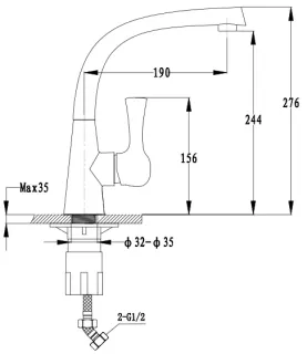 Смеситель для кухни GranFest  3723 серый