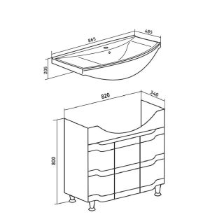 Тумба под раковину Runo  (под умывальник Стиль 85) Стиль 85 (00000001113)