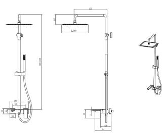 Душевая стойка Boheme Qubic 478-B чёрный матовый