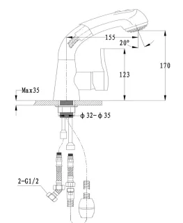 Смеситель для кухни GranFest  3773 серый