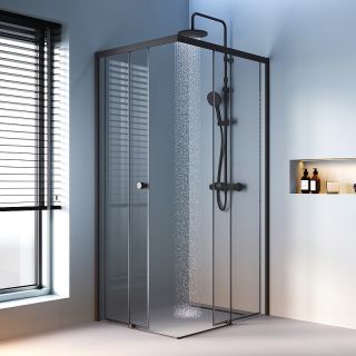 Душевой уголок AM.PM X-Joy W94G-403-10080-BТ 100х80 профиль Черный матовый стекло прозрачное