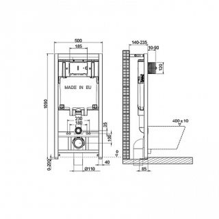 Комплект унитаза с инсталляцией Point Виктория 886914GBOO+PN41061 с сиденьем Микролифт