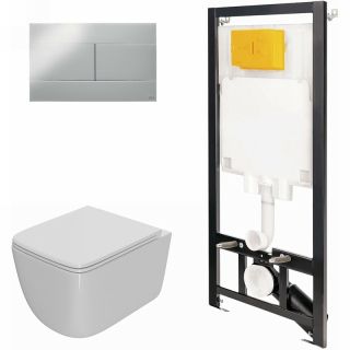 Комплект унитаза с инсталляцией Point Меркурий 886914SIOO+PN41831 с сиденьем Микролифт