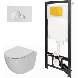 Комплект унитаза с инсталляцией Point Афина 886914GBO1+PN41041 с сиденьем Микролифт