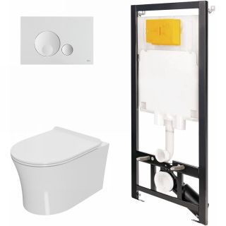 Комплект унитаза с инсталляцией Point Вега 886914GBO1+PN41711 с сиденьем Микролифт