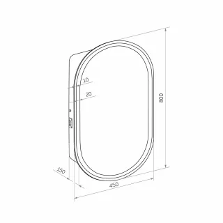 Зеркало-шкаф Reflexion Black 45 RF2003BL с  подсветкой 45х85