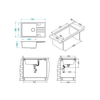 Кухонная мойка Alveus Granital Intermezzo 130 Arctic G11 780x480x200 1117046 Белая