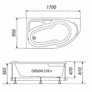 Акриловая ванна Triton София Щ0000046115 170x95 см L белый