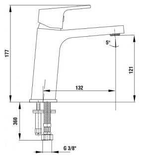 Смеситель для раковины E.C.A. Tiera 103508989EX чёрный/хром