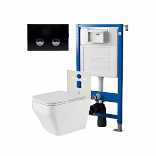 Комплект унитаза с инсталляцией Point Элемент PN48306BC с сиденьем Микролифт