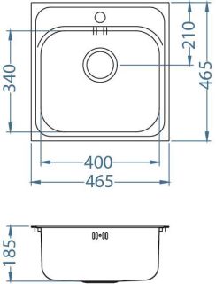 Кухонная мойка Alveus 1100905 Basic 140 Nat-90 46.5x46.5