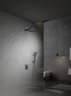 Душевой комплект Vincea Inspire VSFW-3I21MT4GM встраиваемый, термостатический, двухрежимный, вороненая сталь