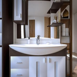 Тумба под раковину Бриклаер Бали 4627125411175 85 см венге/белый