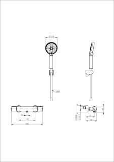 Смеситель для душа Wonzon & Woghand INN 6 WW-B2029-A-MB с термостатом чёрный матовый