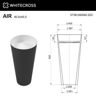 Напольная раковина WHITECROSS Air 0738.040040.203 40 см чёрный/белый матовый