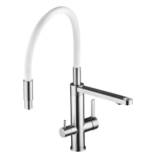 Смеситель для кухни Swedbe Selene Plus 8441M в комплекте с фильтром Аквафор Морион нержавеющая сталь/белый