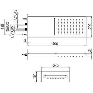 Верхний душ Bossini Manhattan I00570.073 50 см чёрный матовый