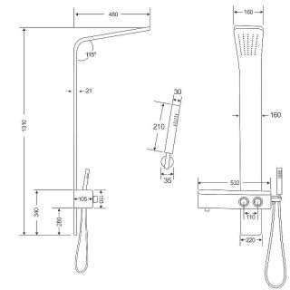 Душевая панель Ceruttispa Barbaria B CT9657 черная