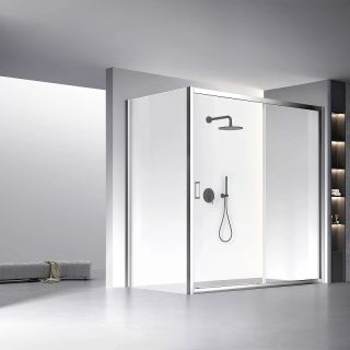 Боковая панель Veconi KP-13, 1000х1950 , хром, стекло прозрачное