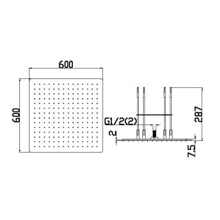 Потолочный душ Boheme 428-B 2-х позиционный 60 см чёрный