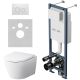 Комплект унитаза с инсталляцией AM.PM Sense FlashClean IS110101.741701 с сиденьем Микролифт и Белой глянцевой клавишей смыва