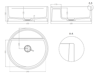 Накладная раковина Salini Armonia Top 02 S-Stone 130127MRH 45см RAL снаружи