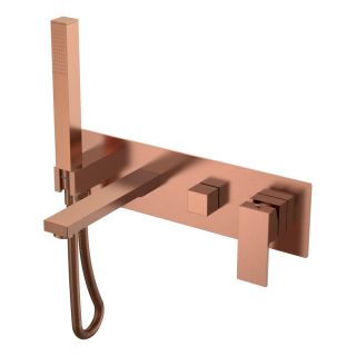 Встраиваемый смеситель для ванны Boheme Qubic 474-2-CB брашированная медь
