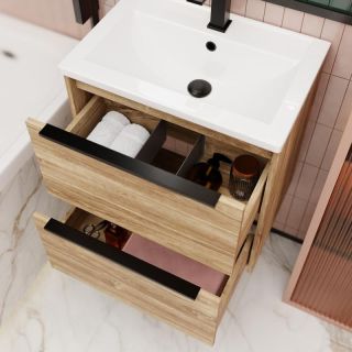 Тумба под раковину La Fenice Tesoro FNC-01-TES-DKK-60-2 Дуб канзас коричневый 60 см