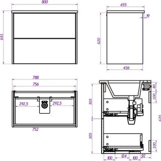 Тумба под раковину La Fenice Tesoro FNC-01-TES-DGT-80-2 Б Дуб галифакс табак 80 см
