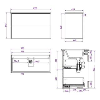 Тумба под раковину La Fenice Tesoro FNC-01-TES-DGT-100-2 Дуб галифакс табак 100 см