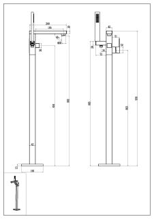 Смеситель напольный Boheme QUBIC Brushed Bronze брашированная бронза