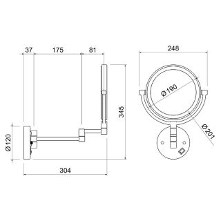 Косметическое зеркало Timo Saona 13376/18 чёрное золото
