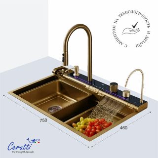 Мойка кухонная Ceruttispa Gloria Pro nano 75 CT11109 Золото