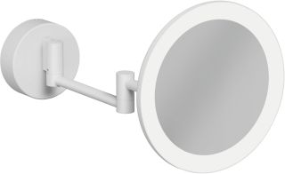 Зеркало косметическое Kludi Vela R 5899553W с 3-х кратным увеличением и LED-подсветкой белый матовый