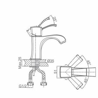Смеситель для раковины DQ Rhein Bach хром DA1472101