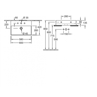 Раковина Villeroy Boch Memento 2.0 4A226LR1 600 x 420 mm Альпийский белый