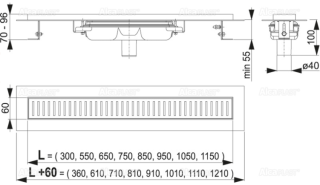 Душевой лоток AlcaPlast с порогами для перфорированной решетки 95см хром APZ1101-950