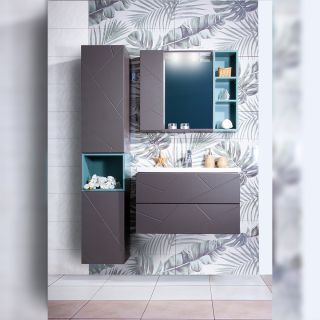 Тумба под раковину Бриклаер Кристалл 4627125414534 80 см ясень анкор темный/графит