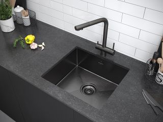 Мойка кухонная Paulmark Vista PM304444-GM воронёная сталь