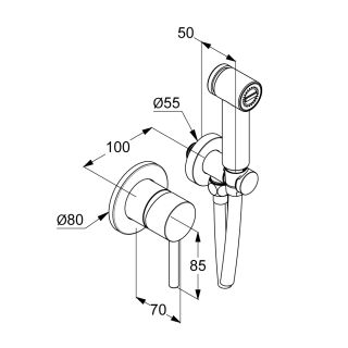 Гигиенический душ со смесителем Kludi Bozz 38998N076 брашированное золото
