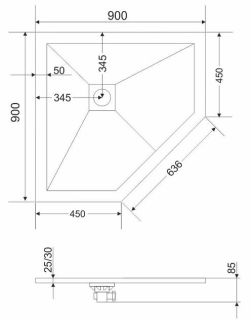 Душевой поддон Grossman Strong GR-S29090D 90x90см графит