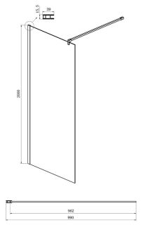 Душевая перегородка Ambassador Walk-in 15034127 100см хром/прозрачное с матовой полосой